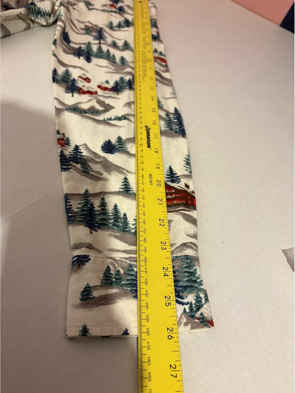Goodfellow & Co Button Up Shirt Festive Winter Ski Lodge Mountain Landscape MED - Picture 7 of 10